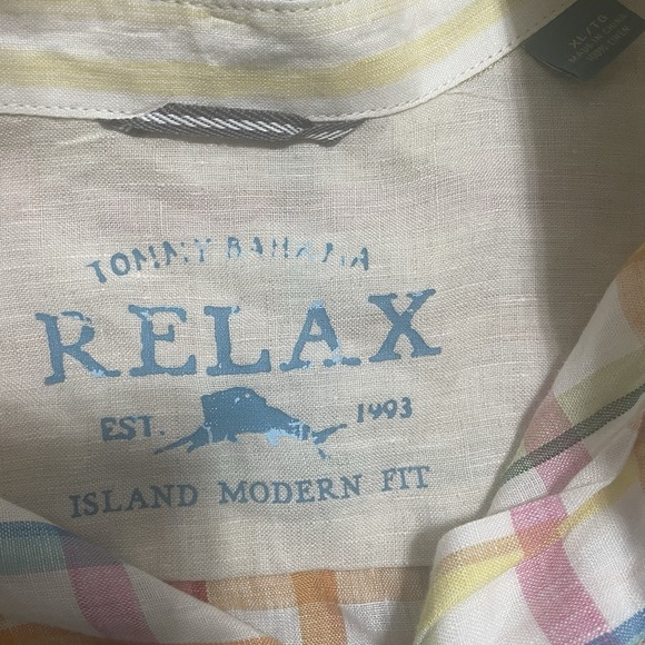 2x‎ TOMMY BAHAMA RELAX Shirt Mens XL 100% Linen Long Sleeve Button Front Check - Picture 14 of 16